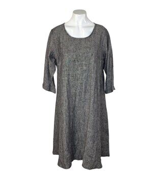 Pyne & Smith 100% European Flax Linen Dress, 3/4 Sleeves, Pockets, M , Lagenlook